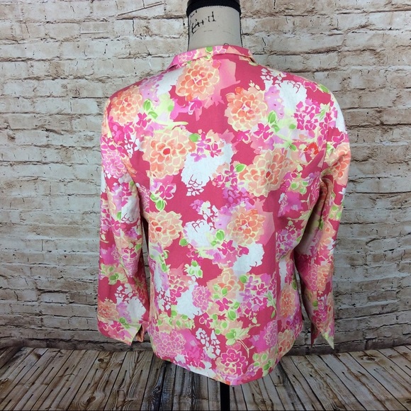 New Coldwater Creek Floral Silk Linen Blend Jacket - Picture 4 of 6